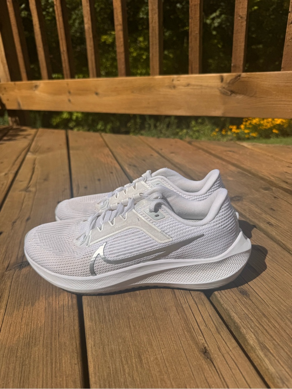 Nike Running All-White Mesh Sneaker with Silver Swoosh